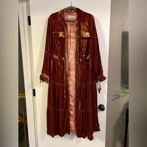 Free People Rust Velvet Trench Coat